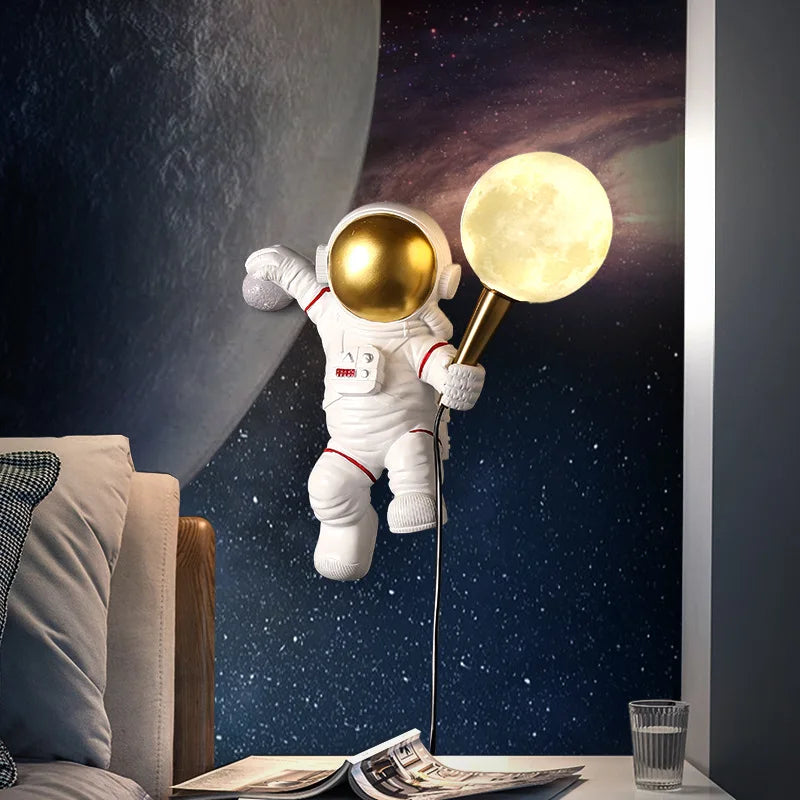 Lampe Nordique LED chambre d'enfants astronaute lune chambre chevet fond - vue 4 sur 9