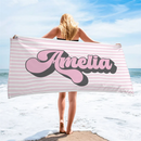 serviette de plage personnalisée rayée style retro