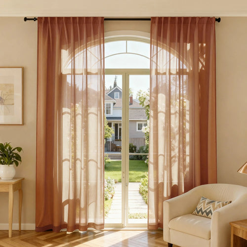 Voilage aspect lin style japonais panneau rideau salon
