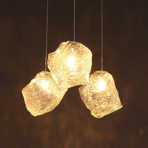 Suspension en verre style givré moderne - vue 5 sur 7