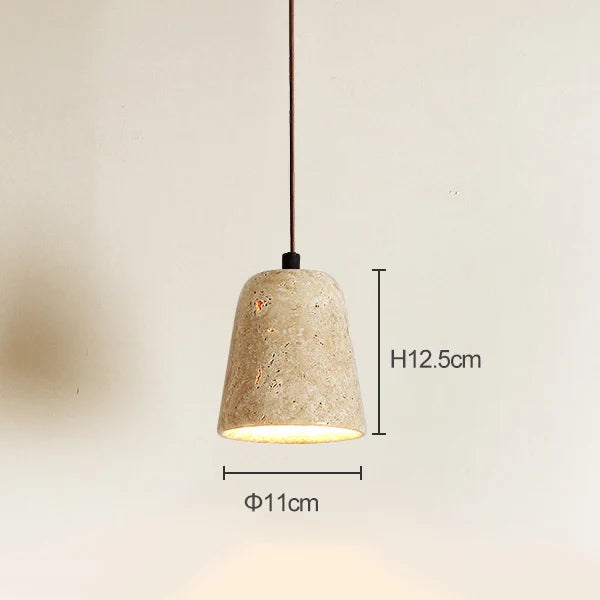 Travertin jaune style japonais wabi-sabi chambre lampe suspendue design rétro restaurant allée suspension - vue 9 sur 15