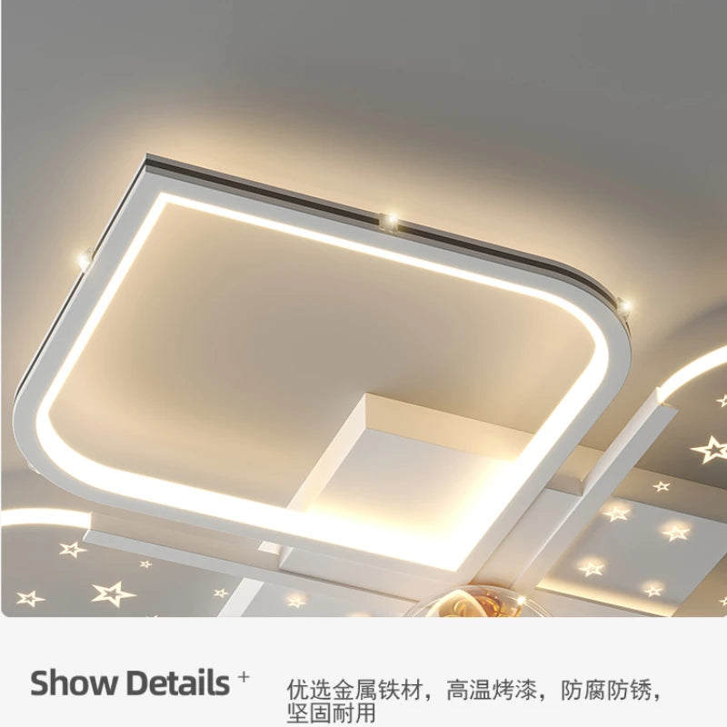 lustre led moderne quatre feuilles herbe ciel étoilé intérieur - vue 5 sur 18