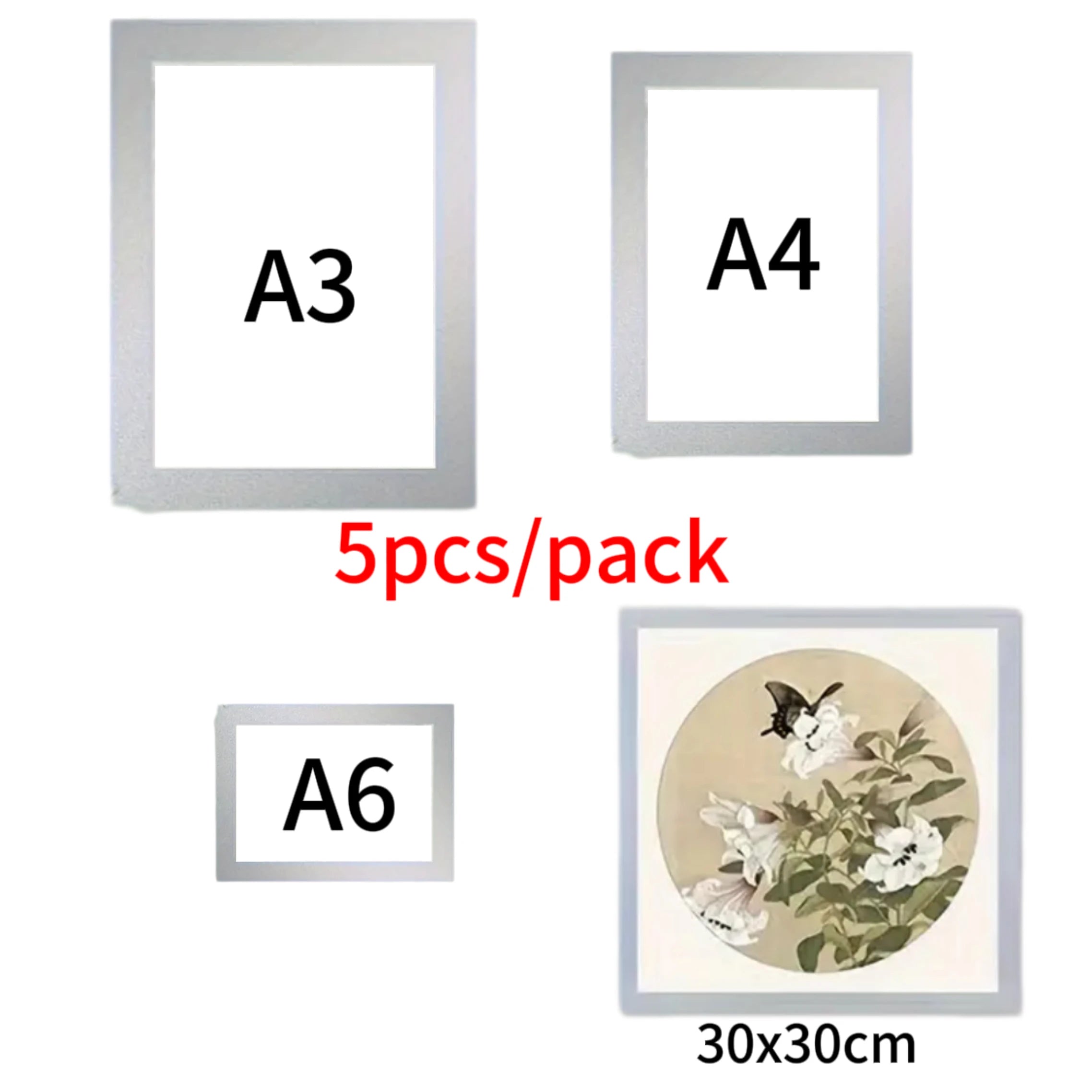 5Pack Magnet Picture Frame Children Art Picture Holder Wall Photo Organizer Display for Home Office Advertise,A3/A4/A6/30x30cm - vue 9 sur 9