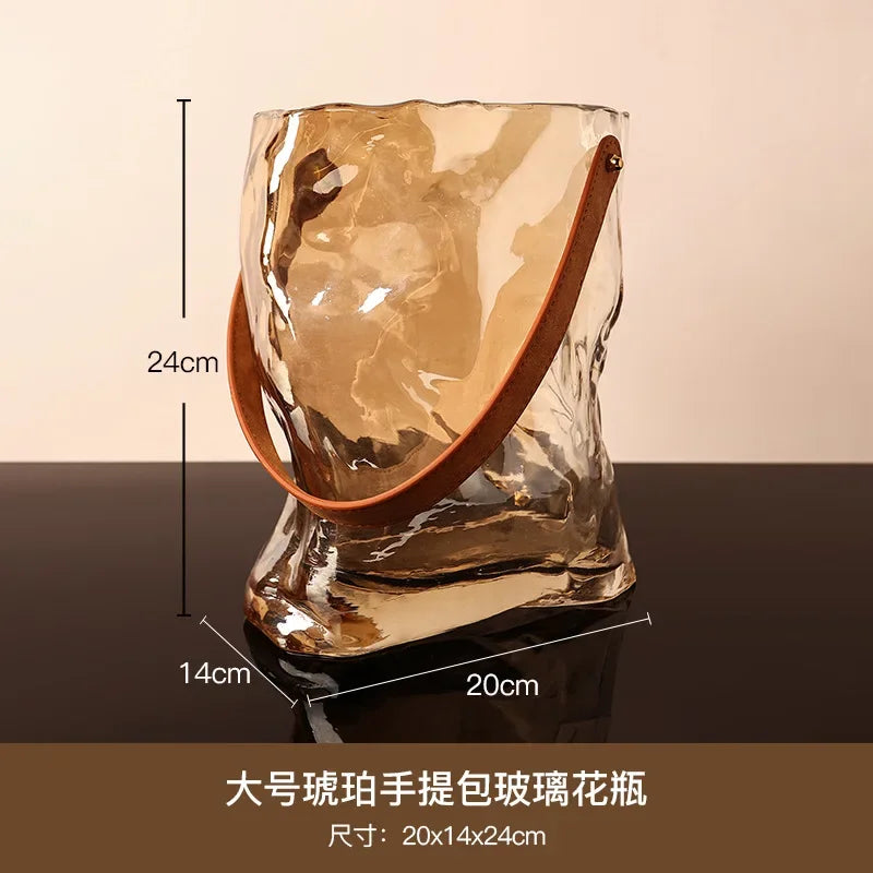 vase en verre style sac à main pour décoration intérieure hydroponique - vue 9 sur 9