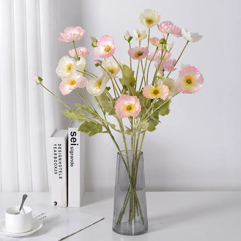 fleurs de pavot artificielles en soie pour décoration et événements - vue 4 sur 21