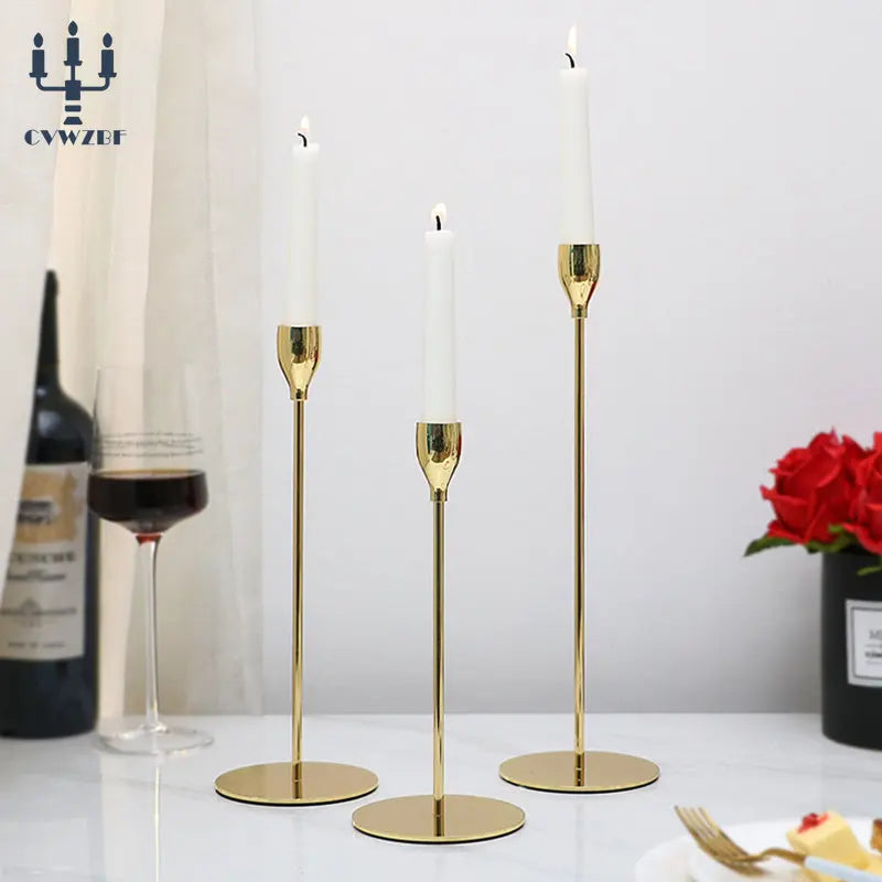 lot de 3 bougeoirs en métal décoration élégante pour mariage et fêtes - vue 3 sur 21