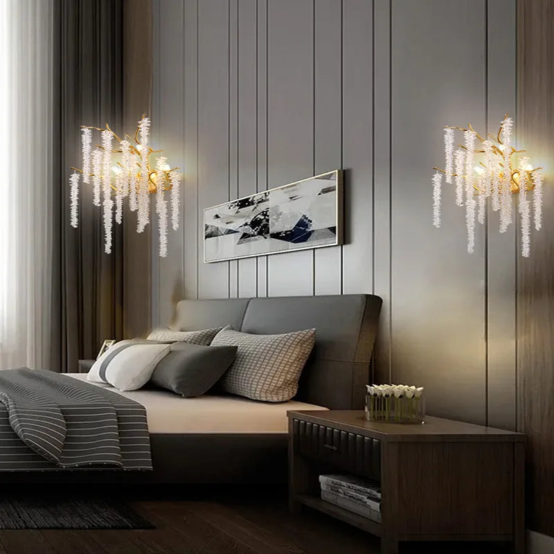 applique murale led moderne design art déco branches de fleurs de cerisier - vue 6 sur 10
