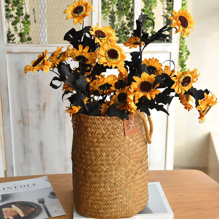 panier de rangement en jonc de mer naturel pour décorations variées - vue 4 sur 7