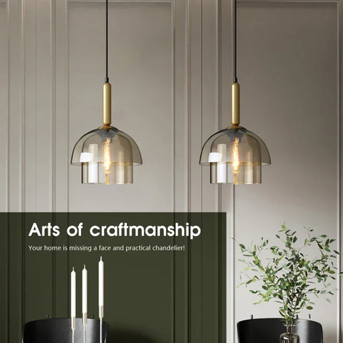 Modern glass pendant light for minimalist interior decoration - vue 2 sur 6