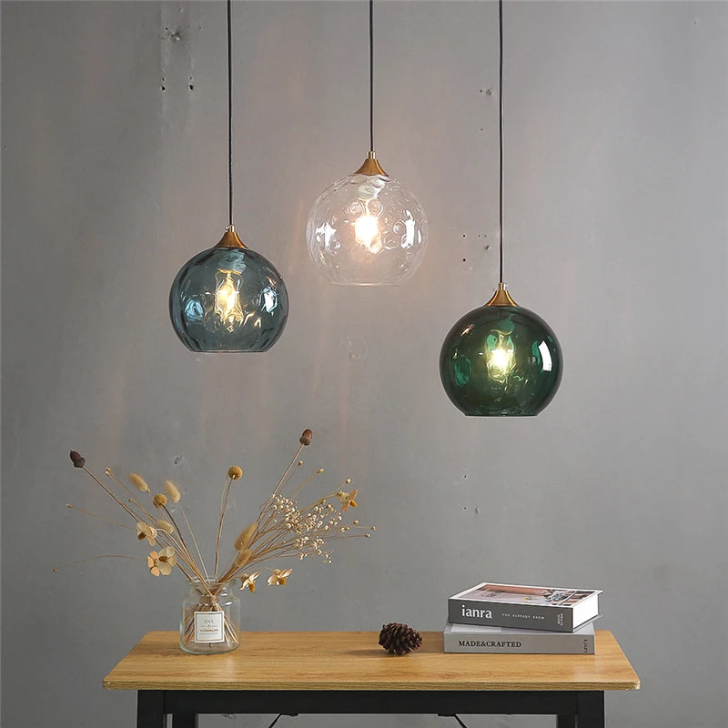 Modern minimalist glass LED chandeliers nordic design - vue 6 sur 12