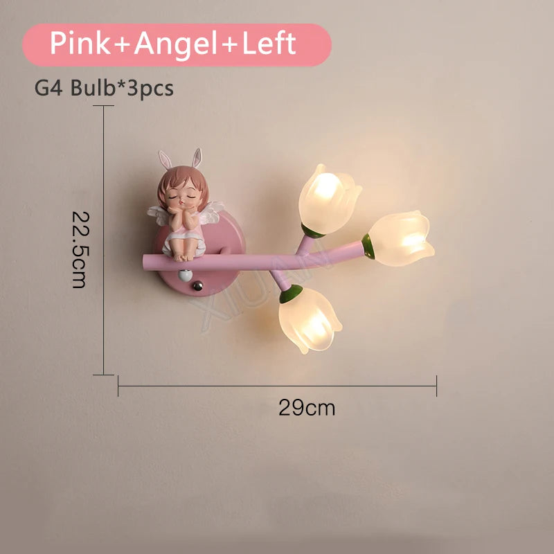 applique murale fille lapin g4 led fleur - vue 17 sur 22