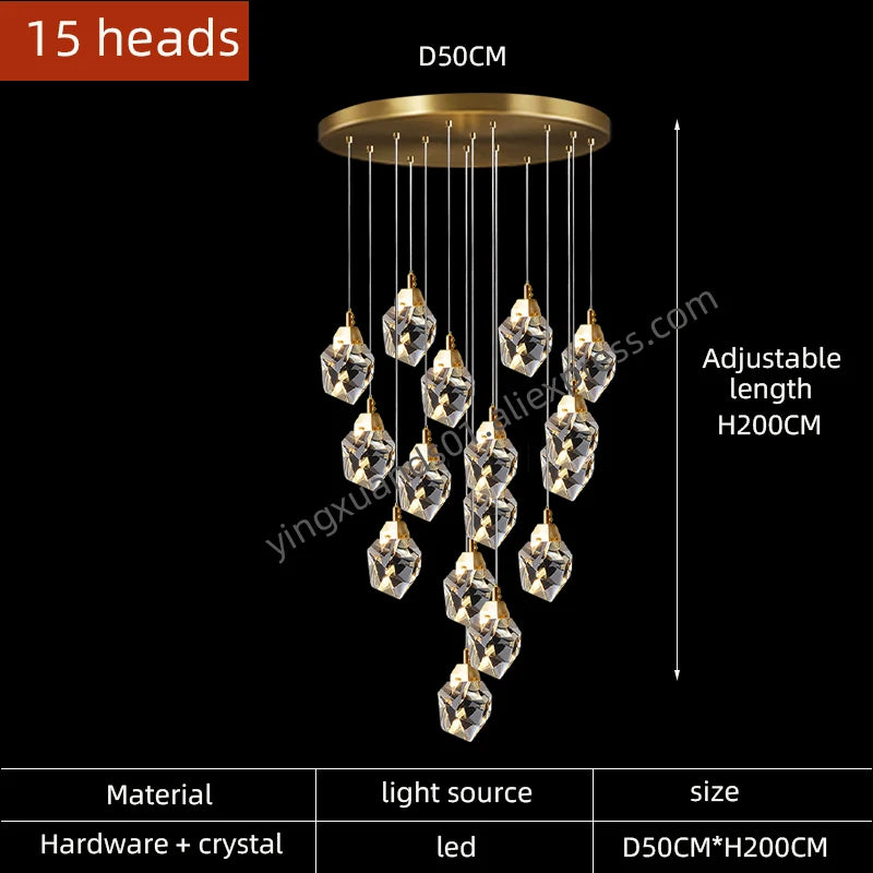 lustre en cristal suspendu pour un éclairage élégant et moderne - vue 12 sur 14