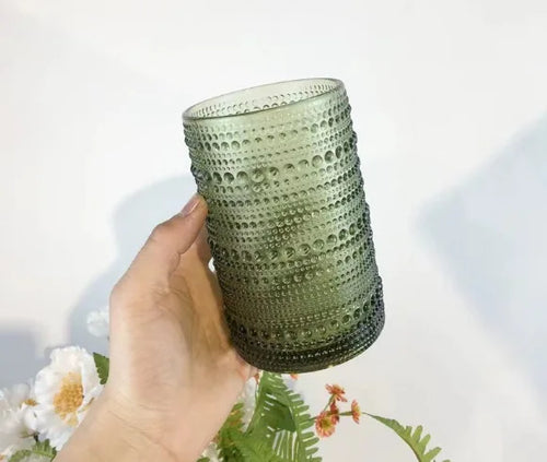 Verres retro relief pied haut cocktail eau vin
