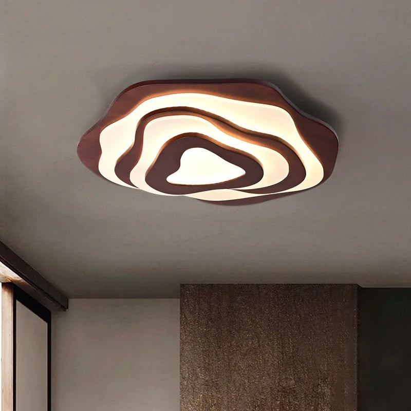 plafonnier led en bois design nordique avec télécommande - vue 4 sur 12