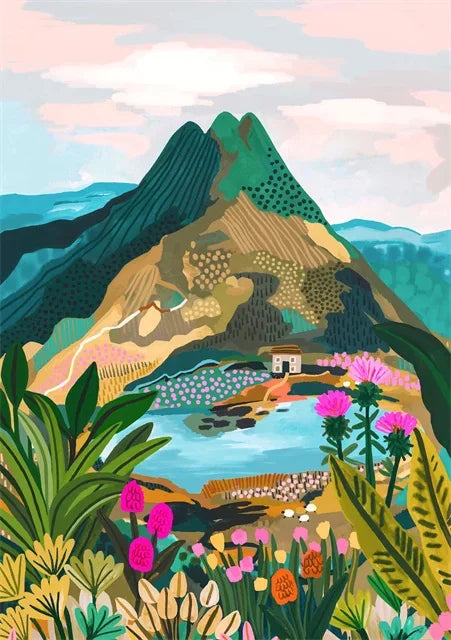 Abstract mountain landscape art posters