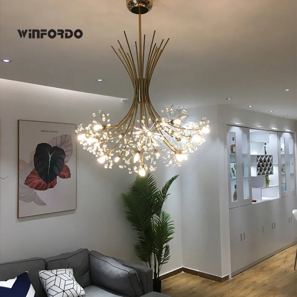 lustre moderne en cristal avec 	 led luminaria lampadario - vue 4 sur 10