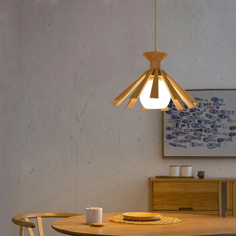 suspension nordique à led en bois pour décoration intérieur 2024 - vue 4 sur 8