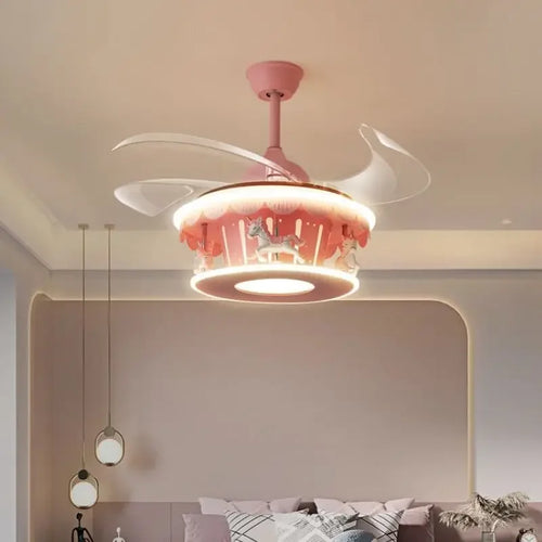 plafonnier led carrousel créative dessin animé luminaire pour filles
