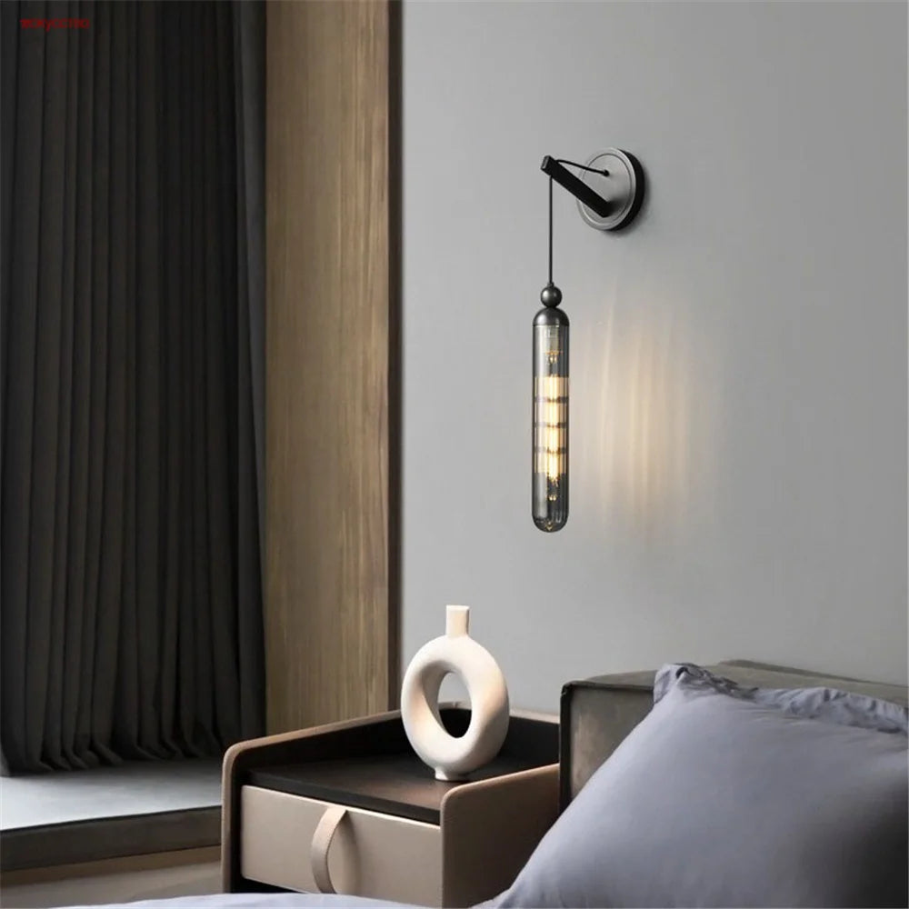 applique murale led moderne en cuivre et verre décoratif - vue 2 sur 9