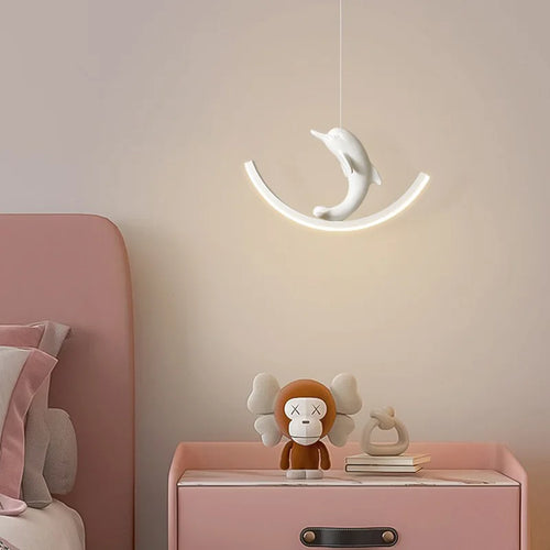 suspension led enfant motif dauphin et ours - vue 3 sur 9