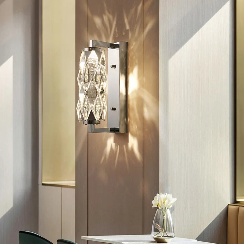 applique murale led moderne en verre cristal à gradations variables - vue 5 sur 8