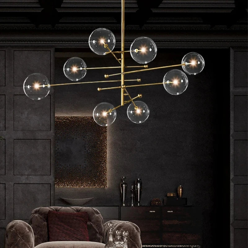 lustre à led en verre pour intérieur moderne décoratif - vue 4 sur 8