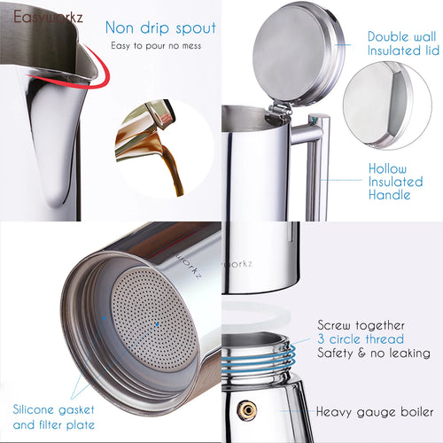 Cafetière italienne easyworkz diego inox induction compacte
