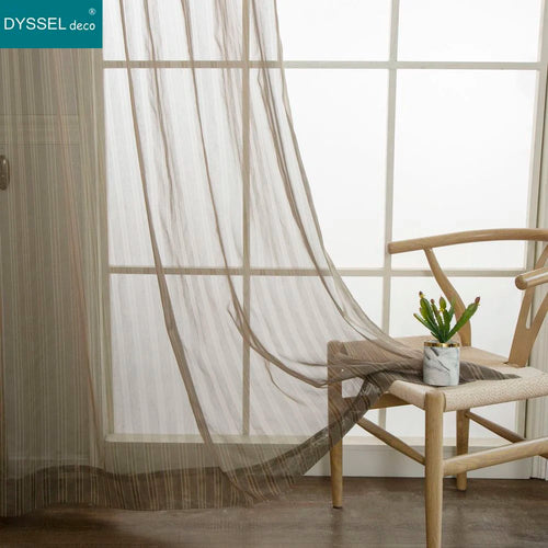 Voilage tulle rayures style moderne pour salon chambre - vue 3 sur 7