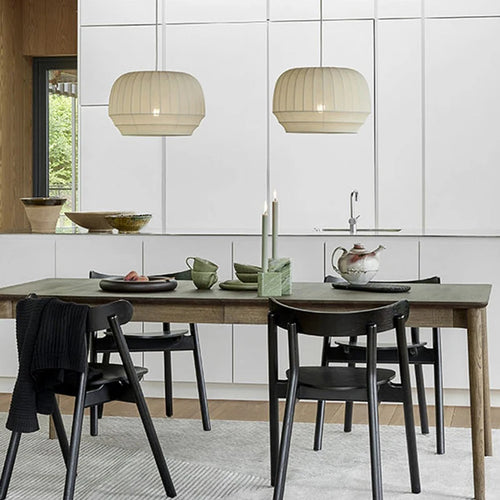 Nordic stretch fabric pendant light for living room, modern chandelier for dining or cafe - vue 5 sur 9