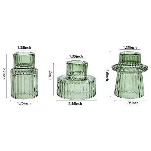 3PCS Set Glass Candlestick,Stick Candle Holder,Transparent Pink Green Amber Color,Wedding Romantic Table Candle Stand,Home Decor - vue 6 sur 8