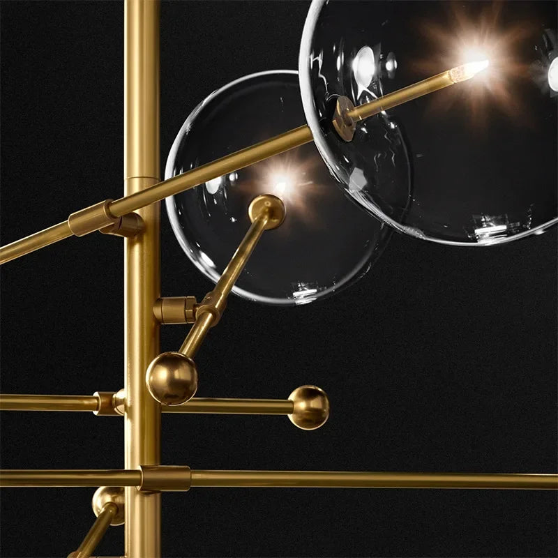 SANDYHA Art moderne boule de verre lustres Design nordique noir or lampe à LED pour salon chambre décor à la maison suspension - vue 5 sur 15