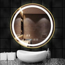 31-inch Round Smart Makeup Mirror, Homestand Oval with Light Backlight Tri-color Touch Fog Removal Wall Hanging Bathroom Mirror