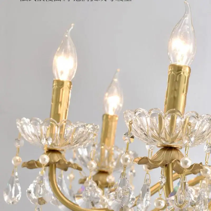 lustre moderne en or avec éclairage tube led et cristal - vue 5 sur 13