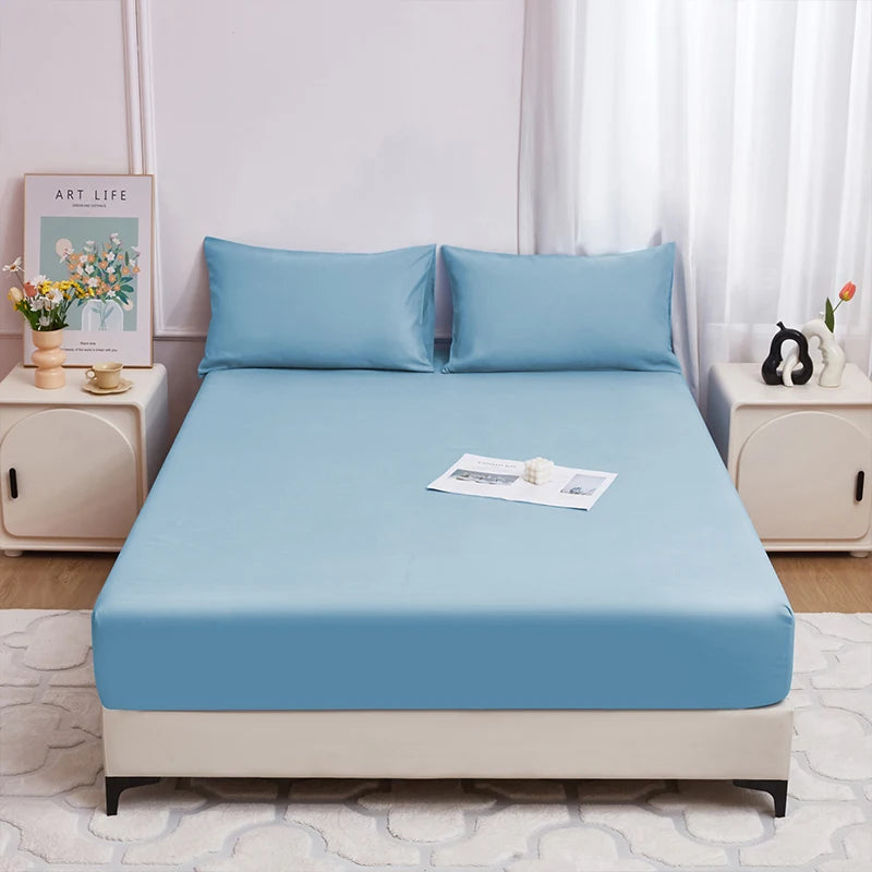 Safe Waterproof Mattress Protector, Soft Comfortable Breathable Solid Color Bedding Mattress Cover Fitted, Machine Washable - vue 10 sur 14
