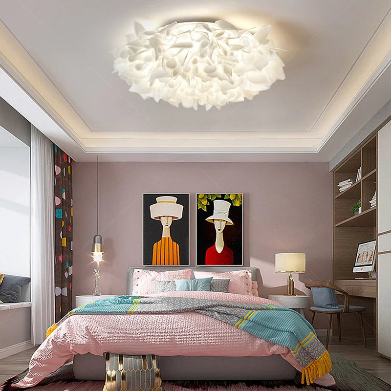 plafonnier led fleur romantique avec télécommande gradation pvc