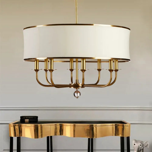 lustre Style américain tout cuivre Simple créatif tissu abat-jour - vue 3 sur 9