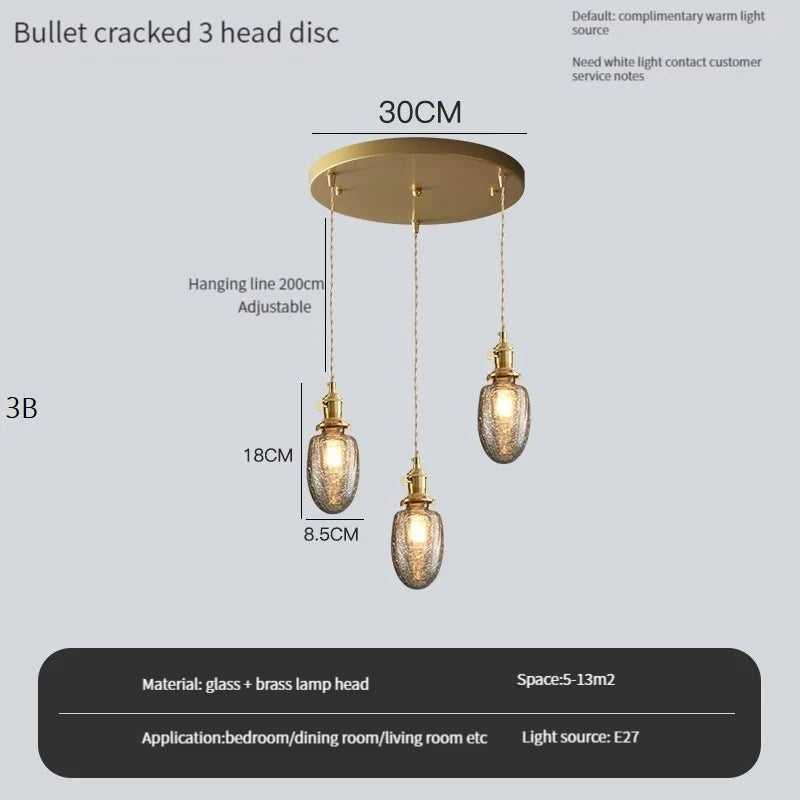 suspension vintage avec interrupteur et abat-jour en verre cristal - vue 10 sur 22
