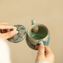 Théière ru kiln céramique pivoine style han kungfu