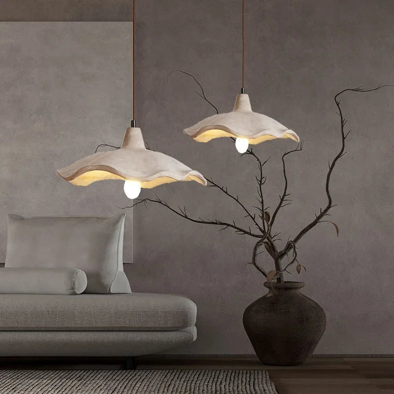 Japanese style calm breeze pendant light, bedroom bedside micro cement pendant light, homestay restaurant LED light - vue 1 sur 8