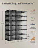 SONGMICS Shoe Boxes, Pack of 18 Stackable Shoe Storage Organizer, Set of 3 Integrated Shoe Cabinets, Foldable and Portable