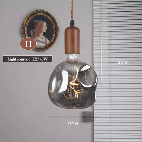 lustre en verre d'art rétro en bois massif créatif pour décoration intérieure - vue 23 sur 25