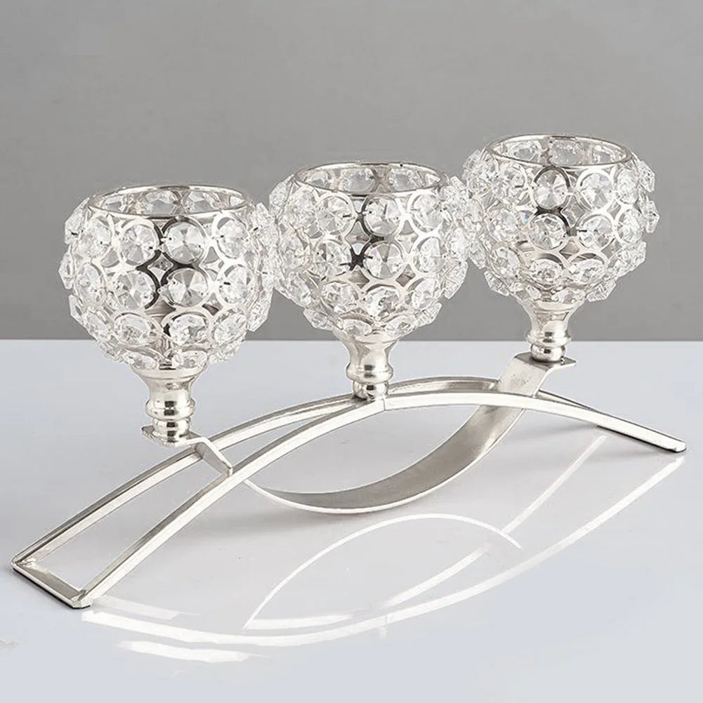 bougeoirs en métal chandelier cristal pour décorations festives - vue 3 sur 12