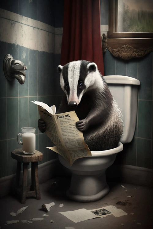 décoration murale humoristique avec animaux sur toilettes