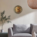 Wooden silent wall clock, antique brass pattern design, modern design, home decoration, living room dining room decoration