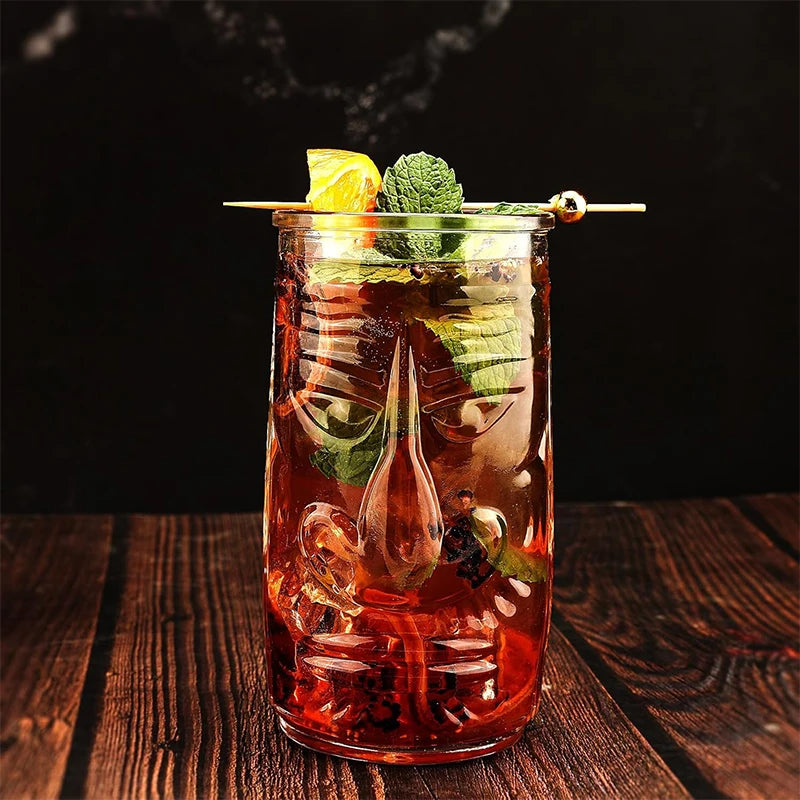 Mug tiki en verre style bar exotique cocktail - vue 3 sur 7