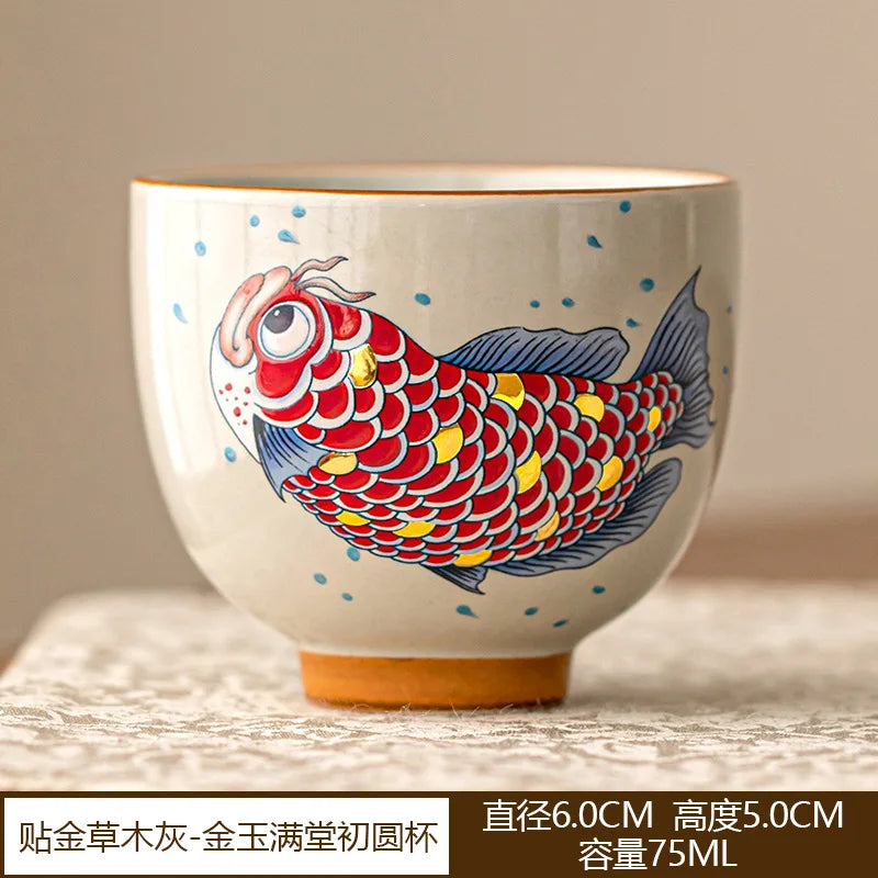 Retro ceramic arowana teapot kung fu tea set