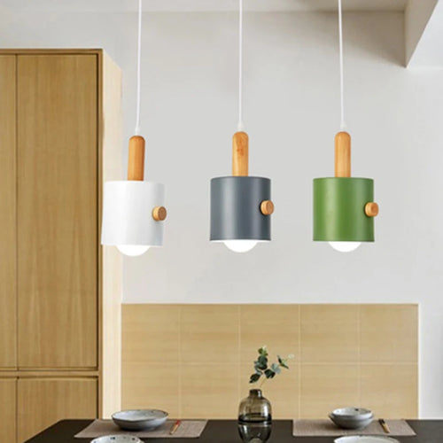 Lustre LED de chevet de chambre à coucher de Macarons nordiques rond rond décoratif salle à manger suspension lumière créative intérieure suspension lustre - vue 3 sur 9