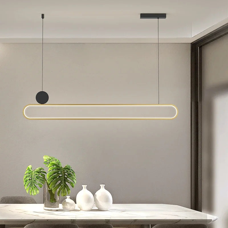 Modern and simple LED dining room chandelier, Nordic gold living room, kitchen lights, bar, meeting room decorative lighting - vue 5 sur 16