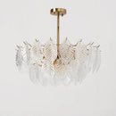 lustre moderne en verre suspendu avec décoration de feuilles