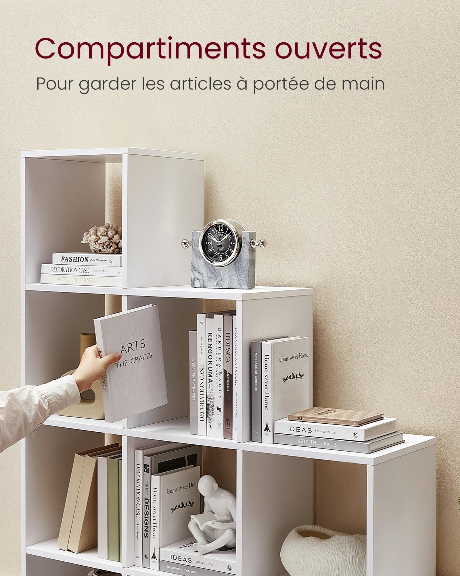 VASAGLE 10-Cube Bookcase, Bookshelf with Open Compartments, Storage Organiser for Decorations, Photos, Plants - vue 4 sur 8